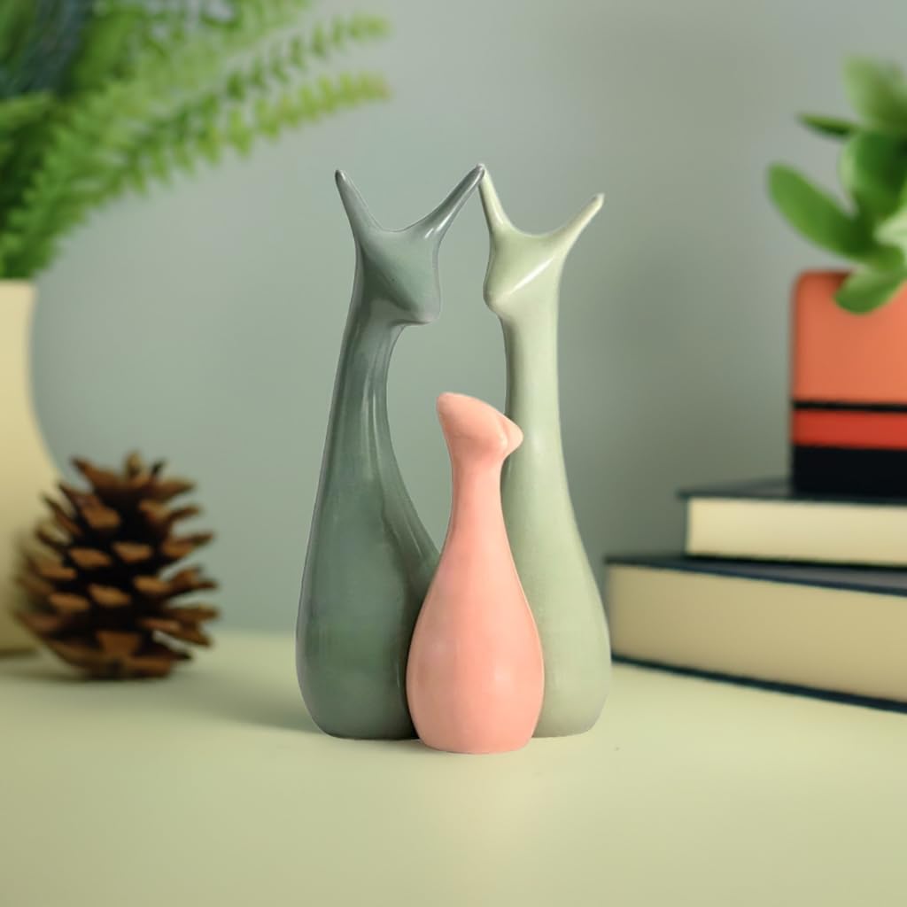 Ceramic Deer Family Figurine Set of 3 (9.8 Inches)