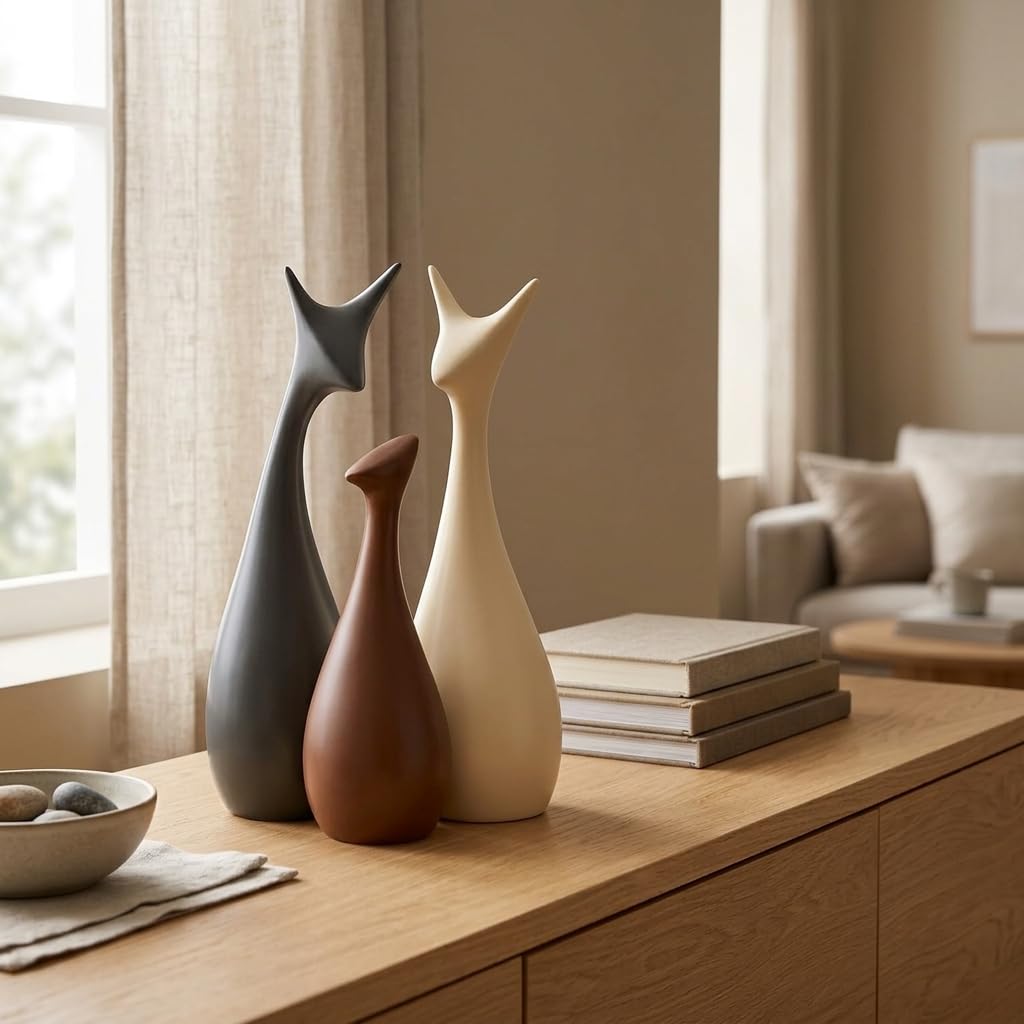 Ceramic Deer Family Figurine Set of 3 (9.8 Inches)