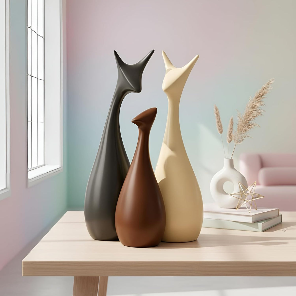 Ceramic Deer Family Figurine Set of 3 (9.8 Inches)