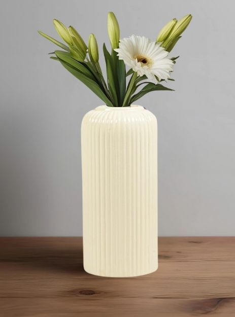 Ribbed Pipe Ceramic Vase – 6 Inches & 9 Inches