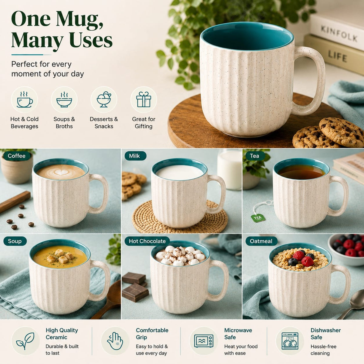 Coffee Mug Set of 2, 300 ml, Microwave Safe Coffee Cup, Matte Finish Reusable Mugs, Diwali Gifts for Family and Friends, Navratri Gift