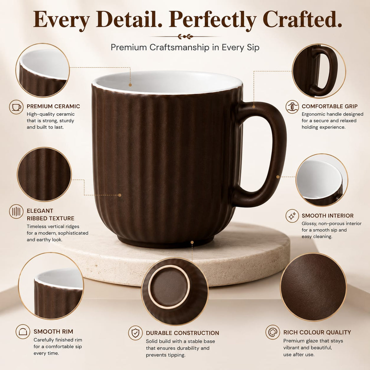 Coffee Mugs Ceramic to Gift to Best Friend, Tea Mugs, Microwave Safe Coffee Mugs, Ceramic Tea Cups (330 ml each)