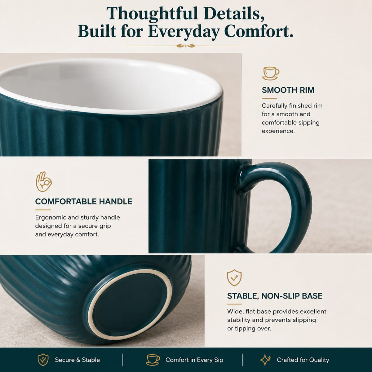 Coffee Mugs Ceramic to Gift to Best Friend, Tea Mugs, Microwave Safe Coffee Mugs, Ceramic Tea Cups (330 ml each)