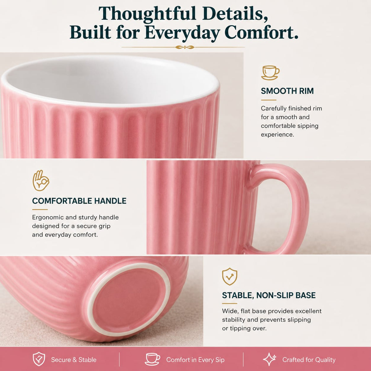 Coffee Mugs Ceramic to Gift to Best Friend, Tea Mugs, Microwave Safe Coffee Mugs, Ceramic Tea Cups (330 ml each)