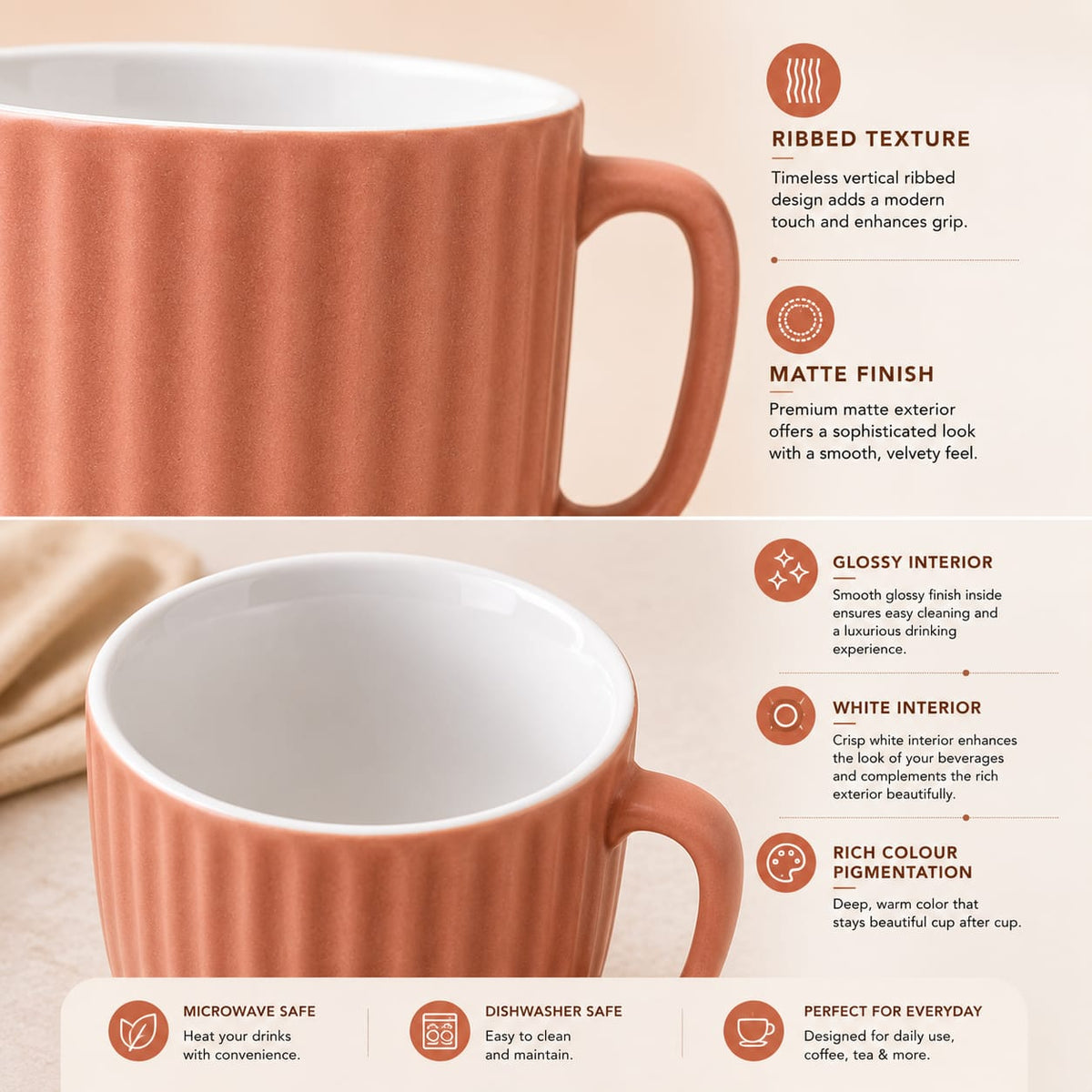 Coffee Mugs Ceramic to Gift to Best Friend, Tea Mugs, Microwave Safe Coffee Mugs, Ceramic Tea Cups (330 ml each)