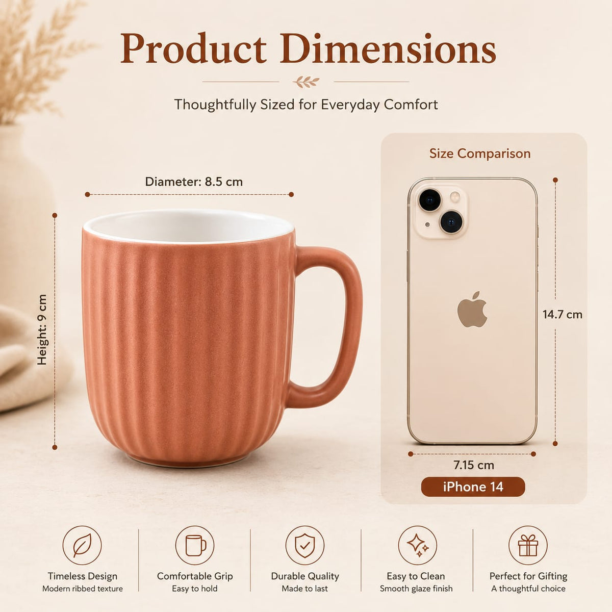 Coffee Mugs Ceramic to Gift to Best Friend, Tea Mugs, Microwave Safe Coffee Mugs, Ceramic Tea Cups (330 ml each)