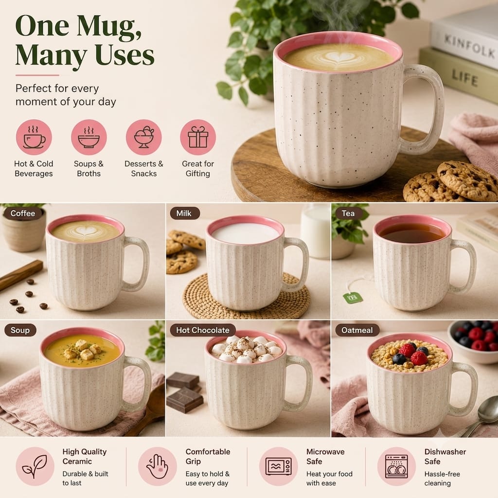 Coffee Mug Set of 2, 300 ml, Microwave Safe Coffee Cup, Matte Finish Reusable Mugs, Diwali Gifts for Family and Friends, Navratri Gift