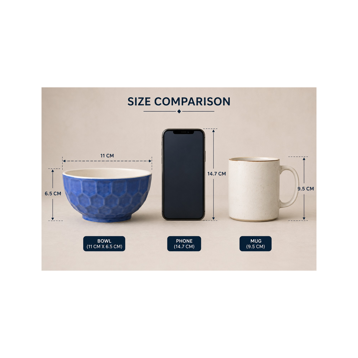 Ceramic bowl set of 6 ( Blue & White)