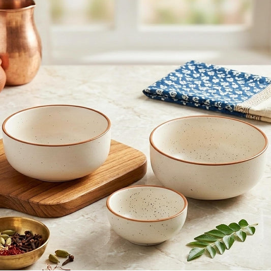 Matte Brown Ceramic Serving Bowl Set of 3 – 800ML, 500ML, 150ML Microwave Safe Bowl, Elegant Serving Bowl | Ceramic Bowl Set of 3 for Home | Restaurants | Gifting