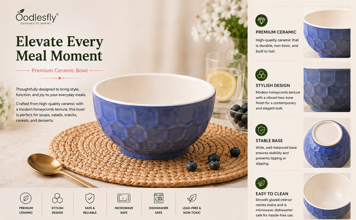 Ceramic bowl set of 6 ( Blue & White)